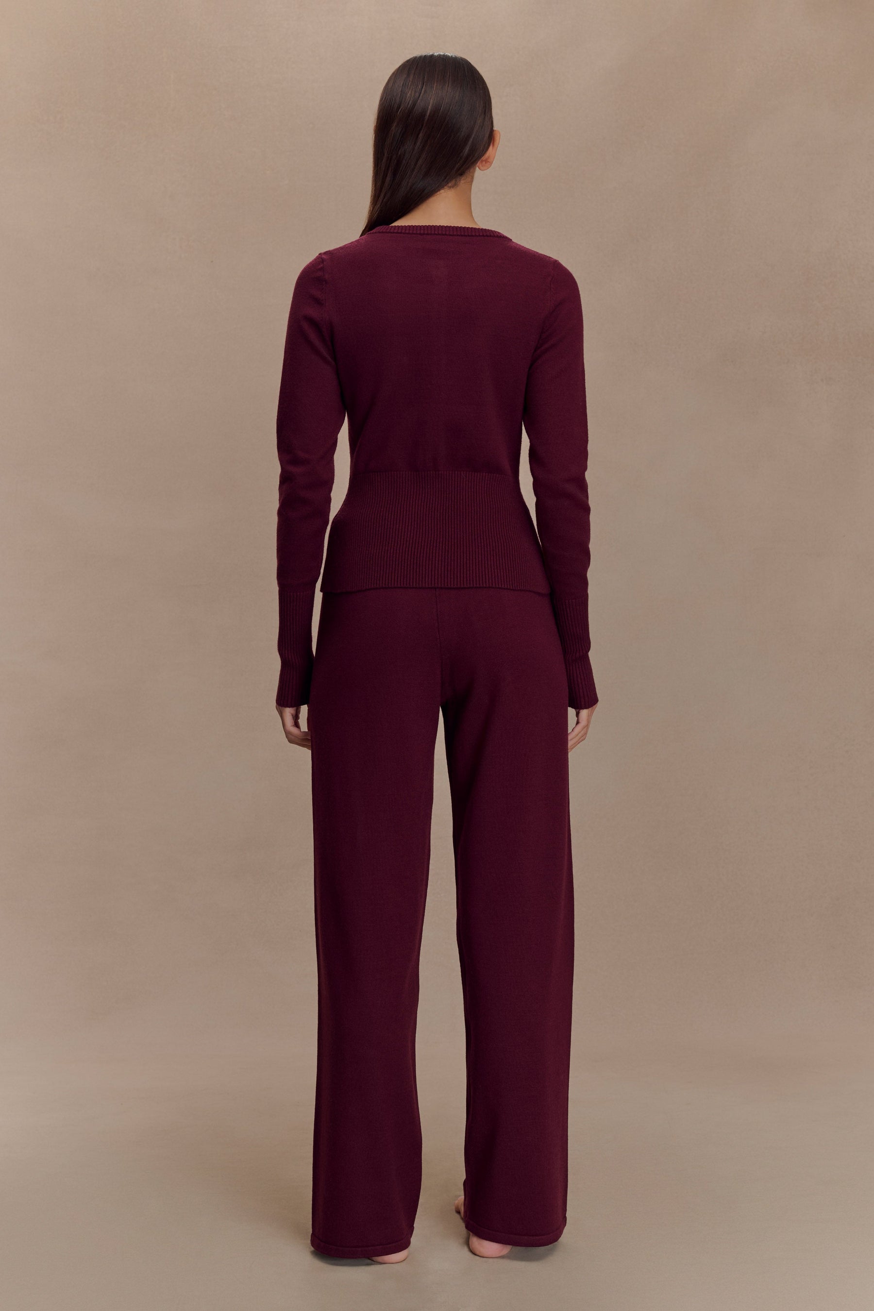 Reese Fitted Knit Cardigan - Merlot