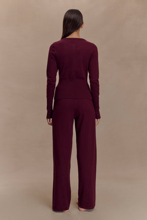 Reese Fitted Knit Cardigan - Merlot