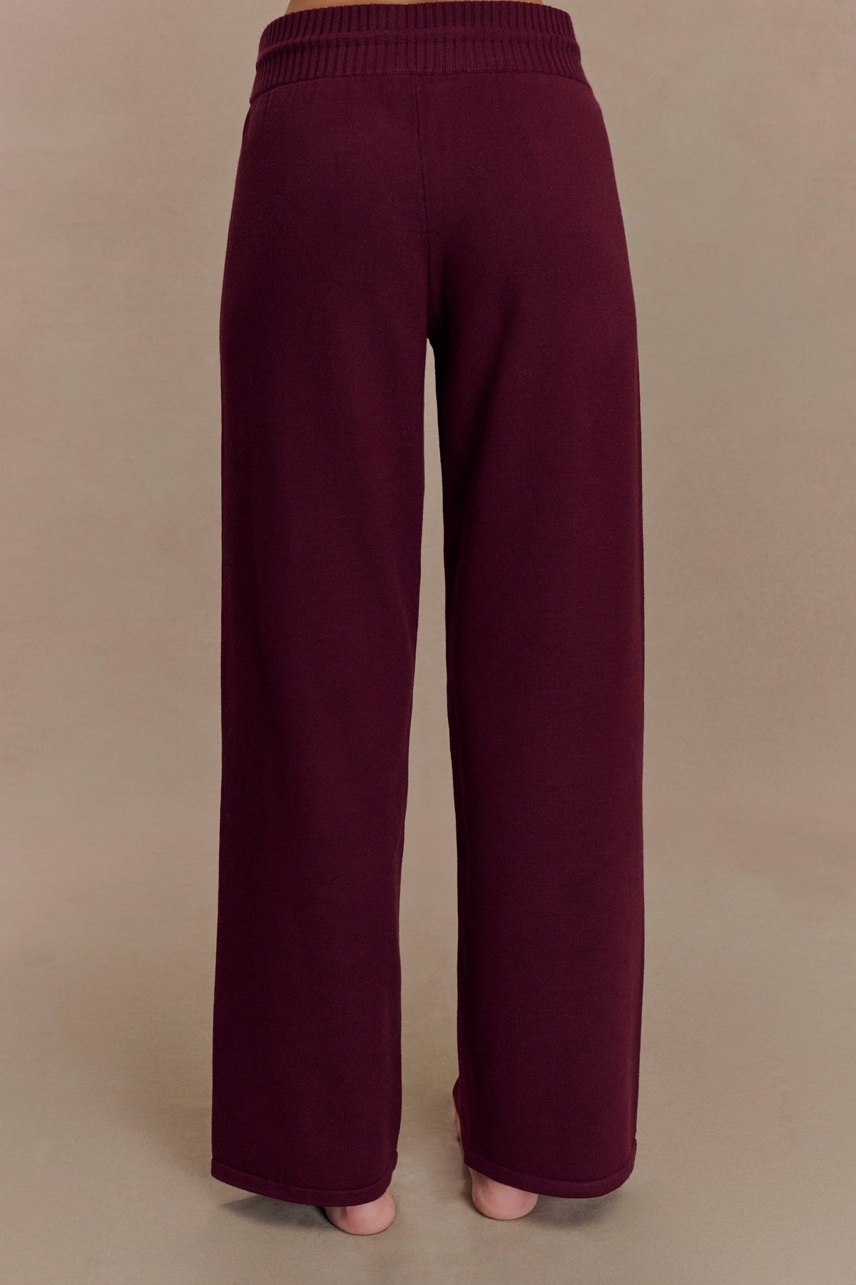 Natalya Knit Wide Leg Pants - Merlot