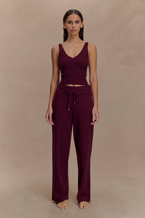 Natalya Ribbed Knit Cami Top - Merlot