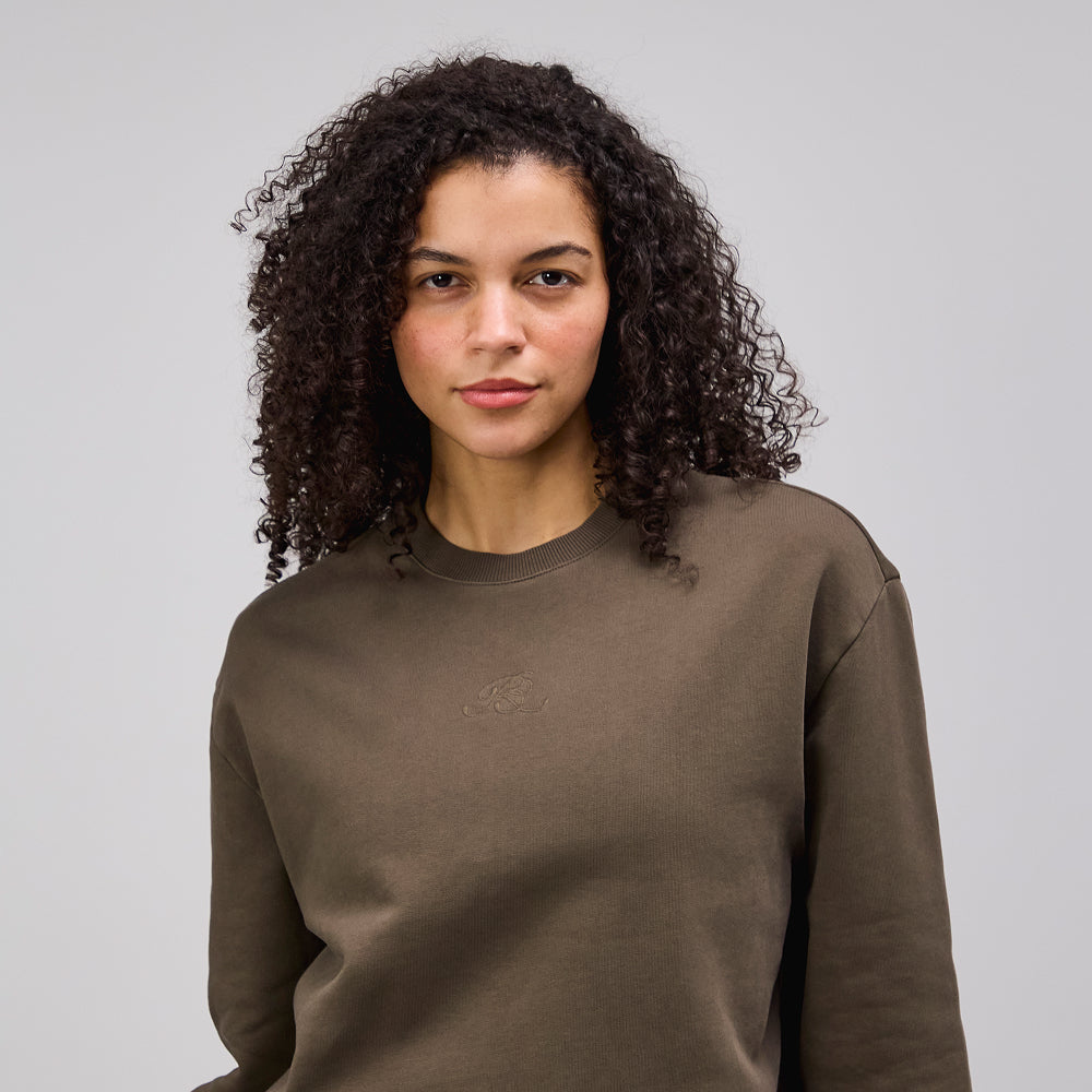 Cotton Fleece Crewneck - Unisex, Dark Fatigue