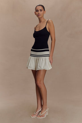 Ellison Contrast Knit Mini Dress - Black/White
