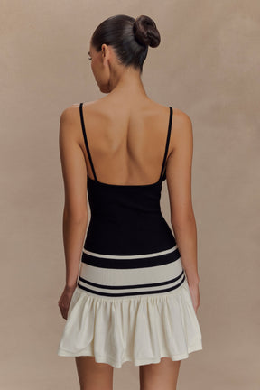 Ellison Contrast Knit Mini Dress - Black/White