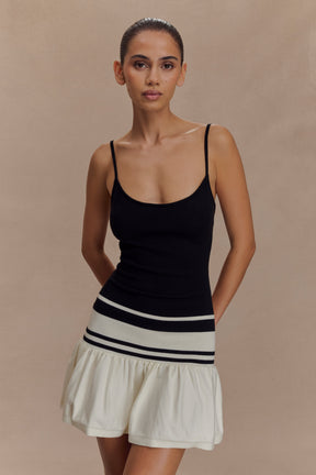 Ellison Contrast Knit Mini Dress - Black/White