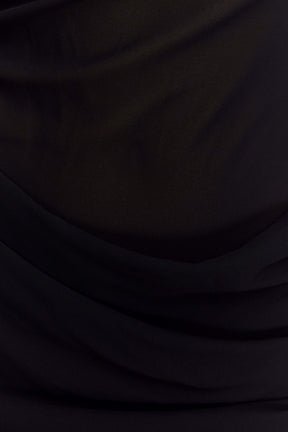 Daria Draped Chiffon Maxi Dress - Black