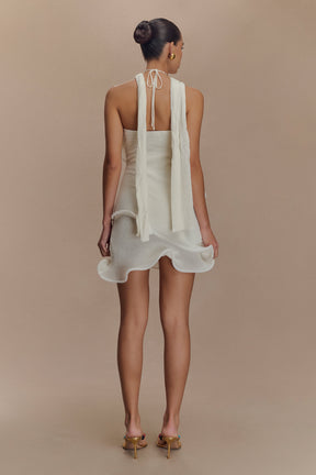 Caprice Halter Knit Mini Dress - White