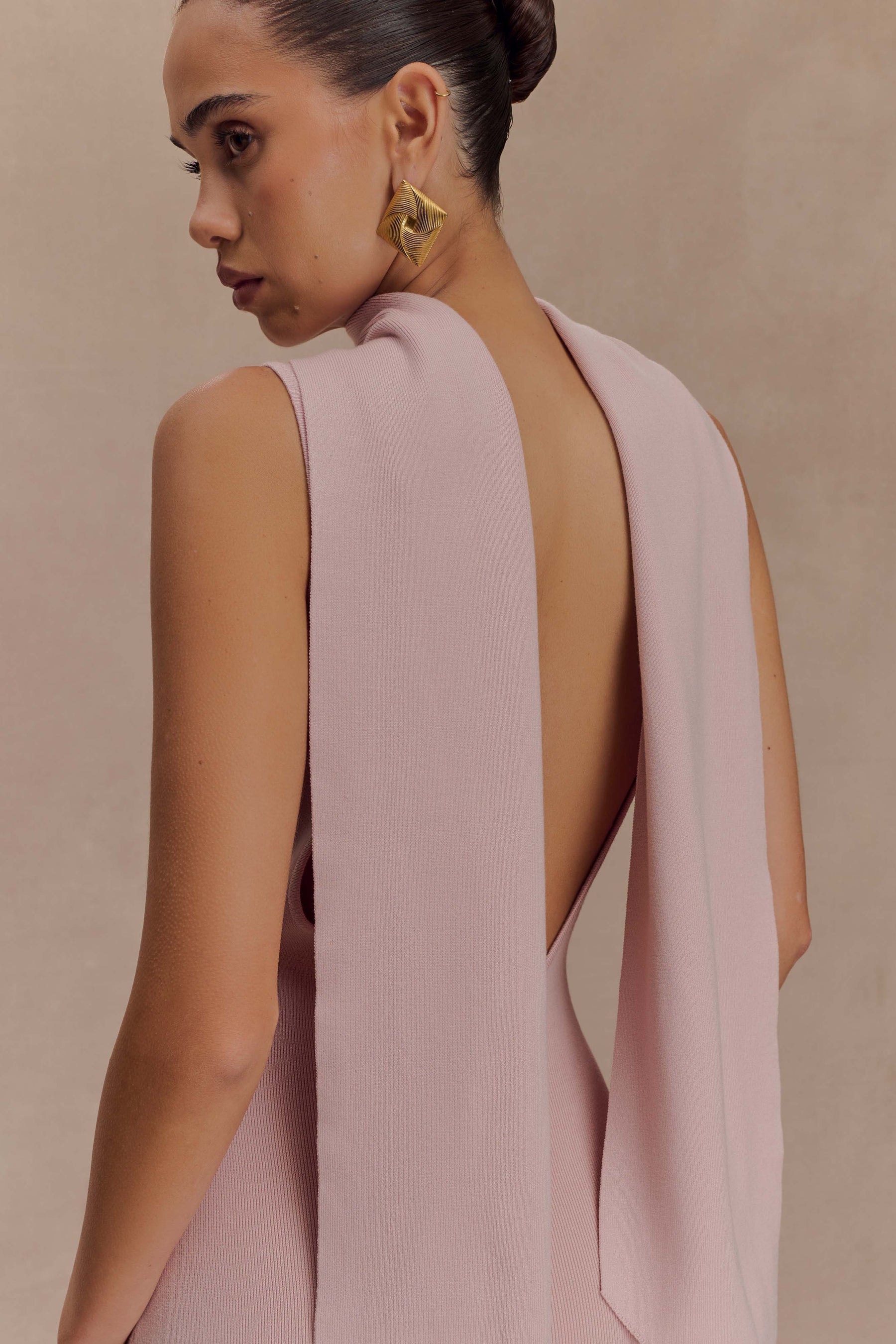 Darby Knit Scarf Maxi Dress - Pale Pink