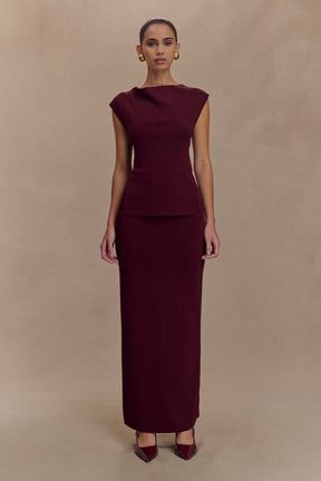 Francisca Cowl Neck Knit Top - Merlot