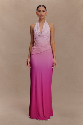 Safiya Asymmetrical Halter Top - Ombre Pink