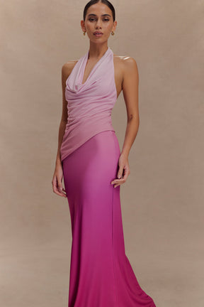 Safiya Asymmetrical Halter Top - Ombre Pink