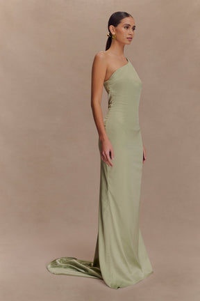 Harper One Shoulder Gown - Sage