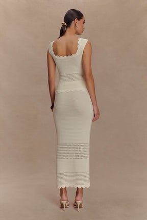 Madeline Scallop Knit Midi Skirt - Ivory