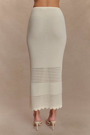 Madeline Scallop Knit Midi Skirt - Ivory
