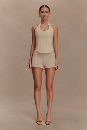 Meadow Denim Corset Halter Top - Stone Wash