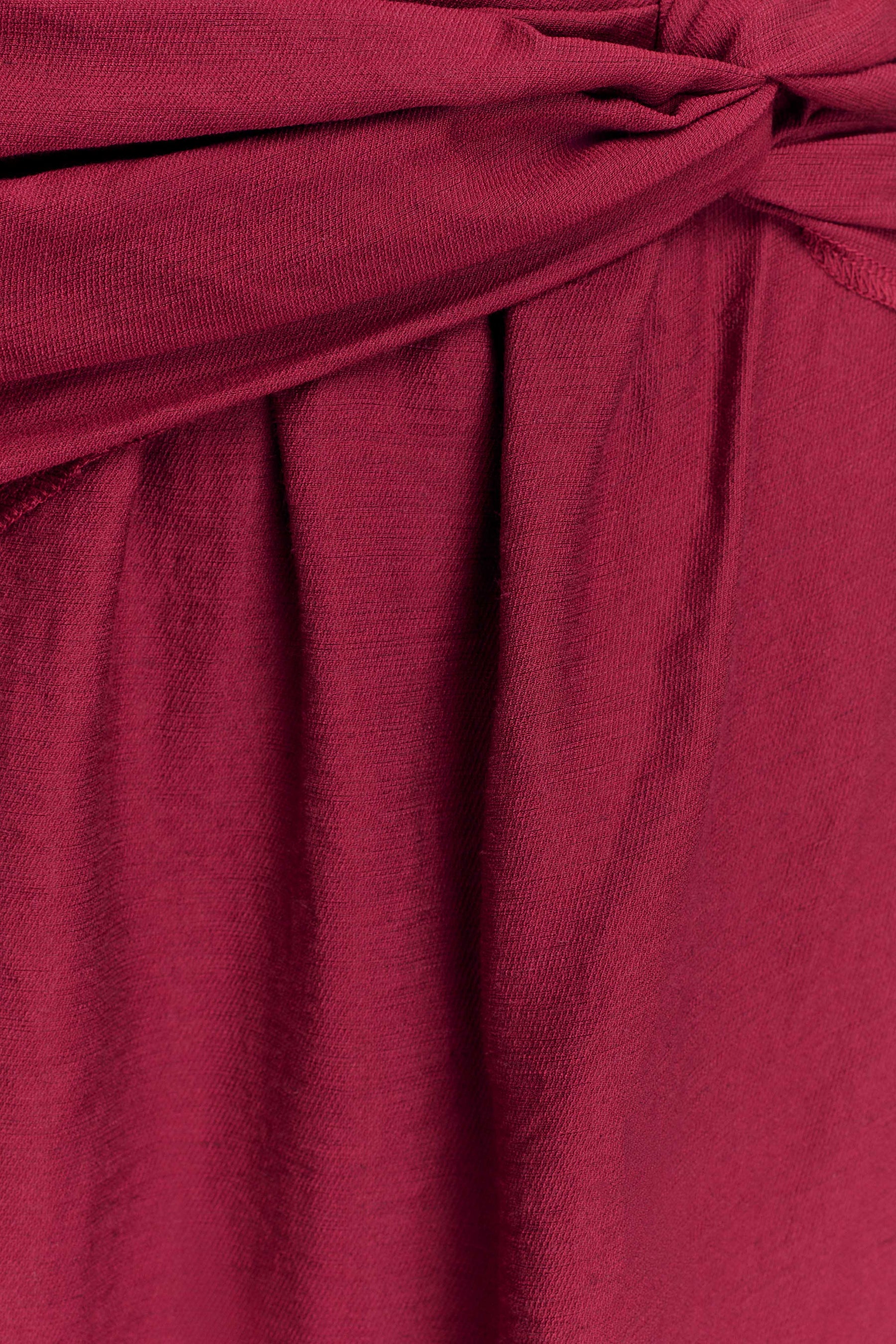 Scottie Gathered Linen Knot Maxi Skirt - Wine