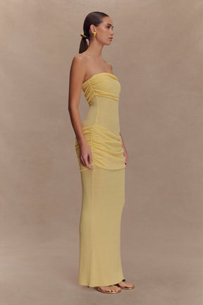 Elora Strapless Knit Maxi Dress - Lemon