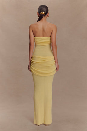 Elora Strapless Knit Maxi Dress - Lemon