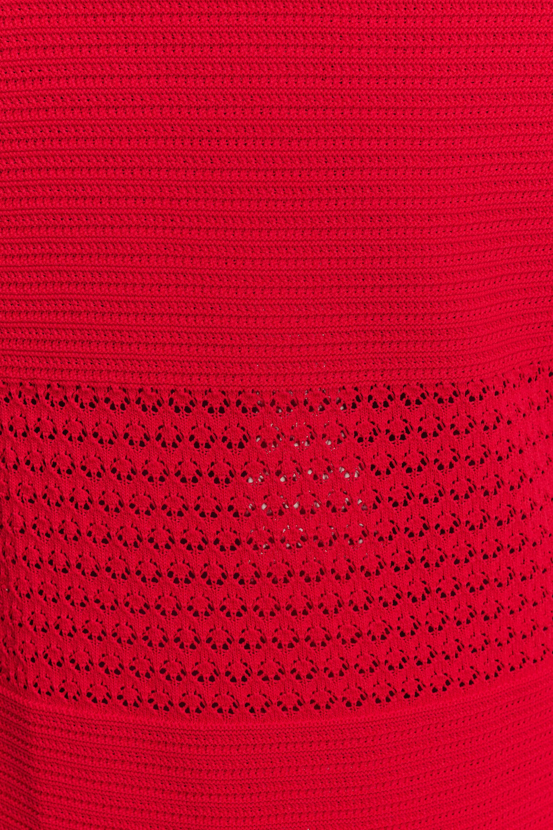 Madeline Scallop Knit Midi Skirt - Red