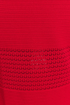Madeline Scallop Knit Midi Skirt - Red