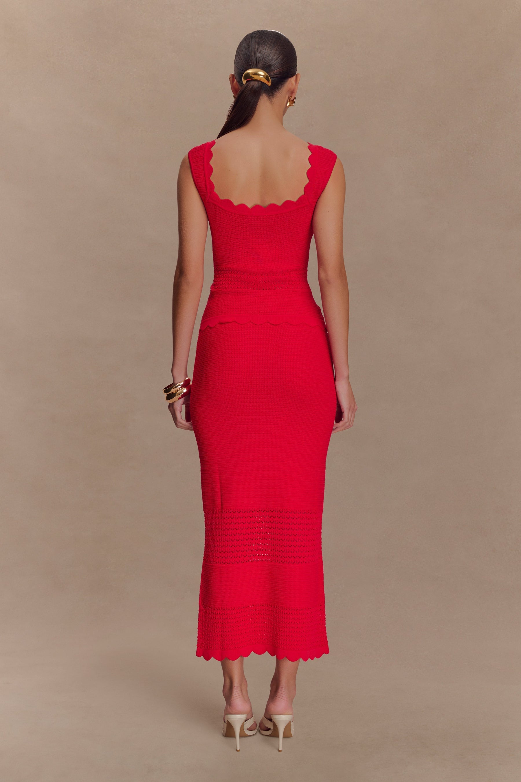 Madeline Scallop Knit Top - Red