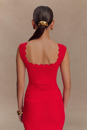 Madeline Scallop Knit Top - Red