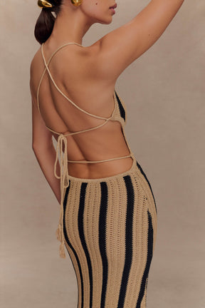 Shepherd Crochet Halter Maxi Dress - Gold/Black