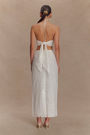 Kensley Broderie Halter Top - White