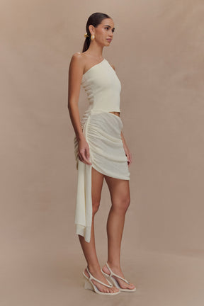 Cali Drape Skirt Knit Mini Dress - Ivory