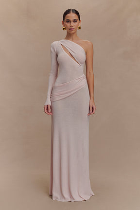 Alexius One Shoulder Knit Maxi Dress - Dusty Pink
