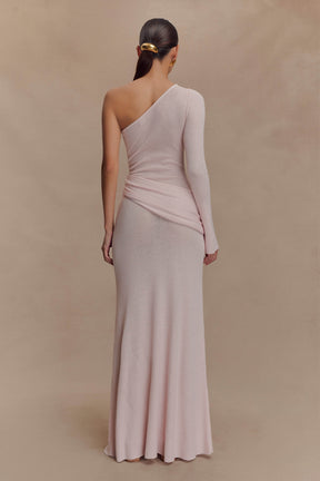 Alexius One Shoulder Knit Maxi Dress - Dusty Pink