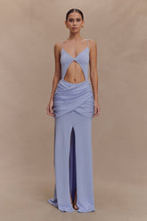 Reama Wrap Over Knit Maxi Dress - Cornflower Blue