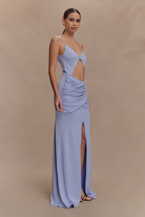 Reama Wrap Over Knit Maxi Dress - Cornflower Blue