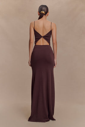 Reama Wrap Over Knit Maxi Dress - Chocolate