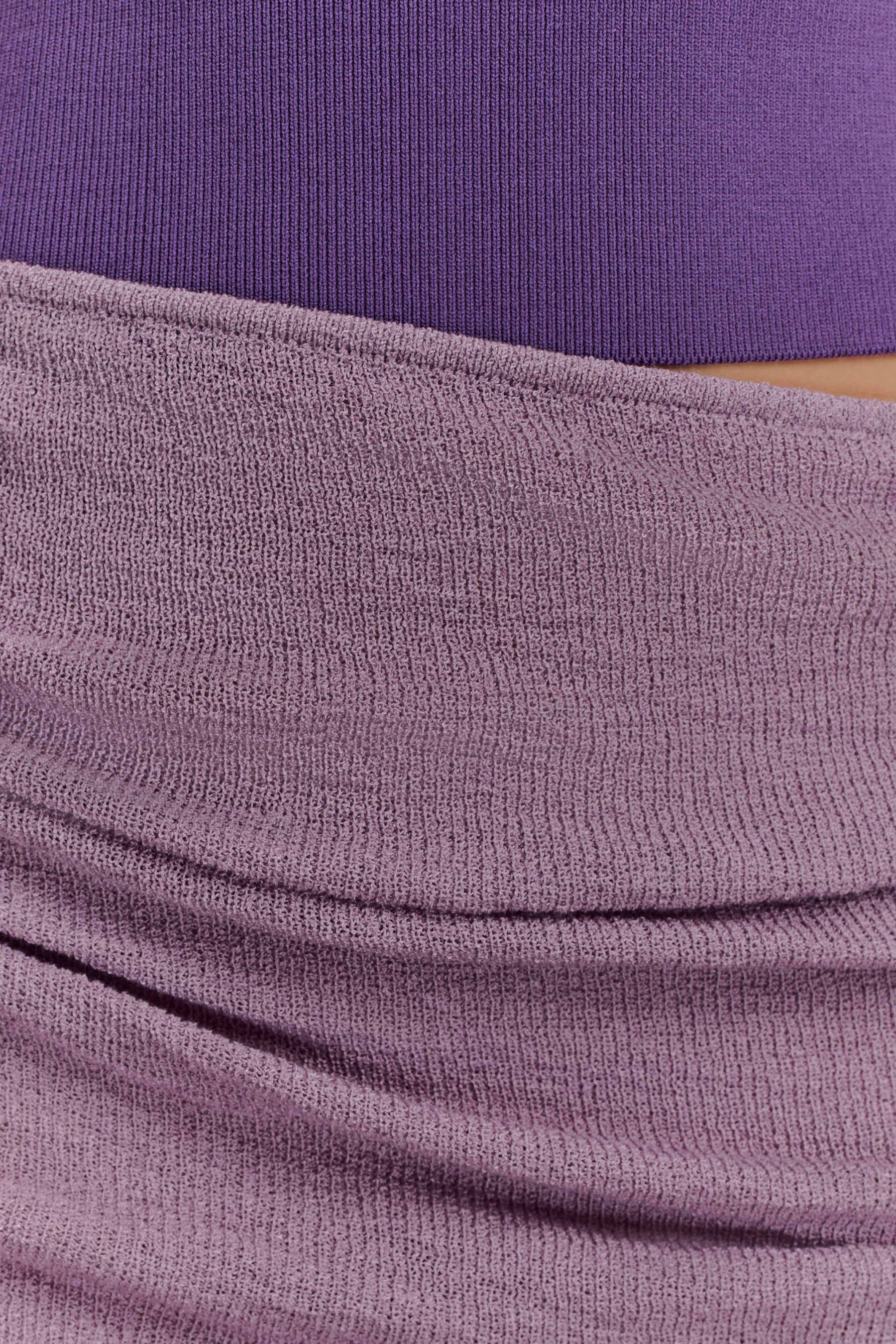 Cali Drape Skirt Knit Mini Dress - Purple