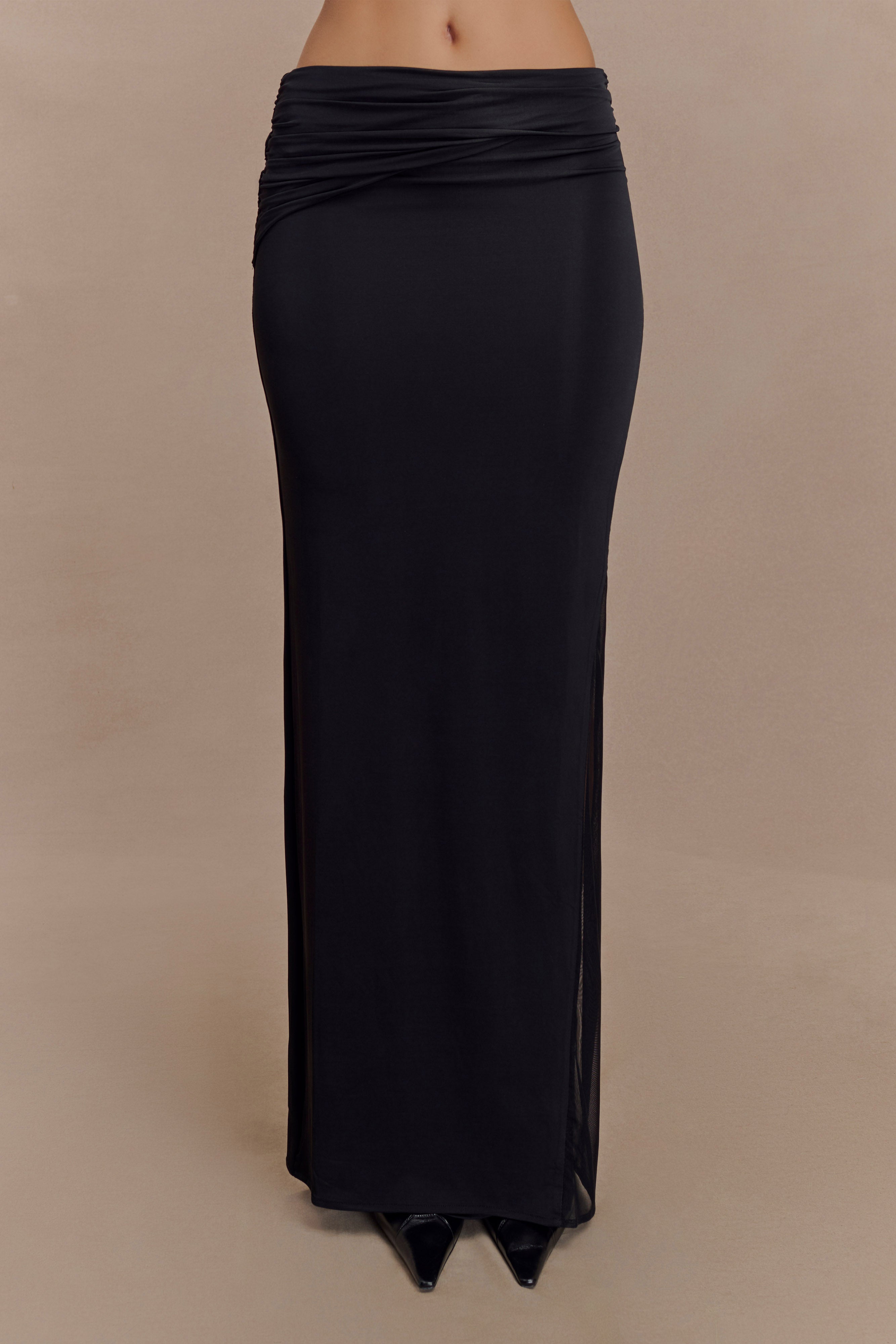 Judy Slinky And Mesh Maxi Skirt - Black