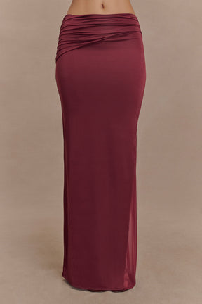 Judy Slinky And Mesh Maxi Skirt - Wine