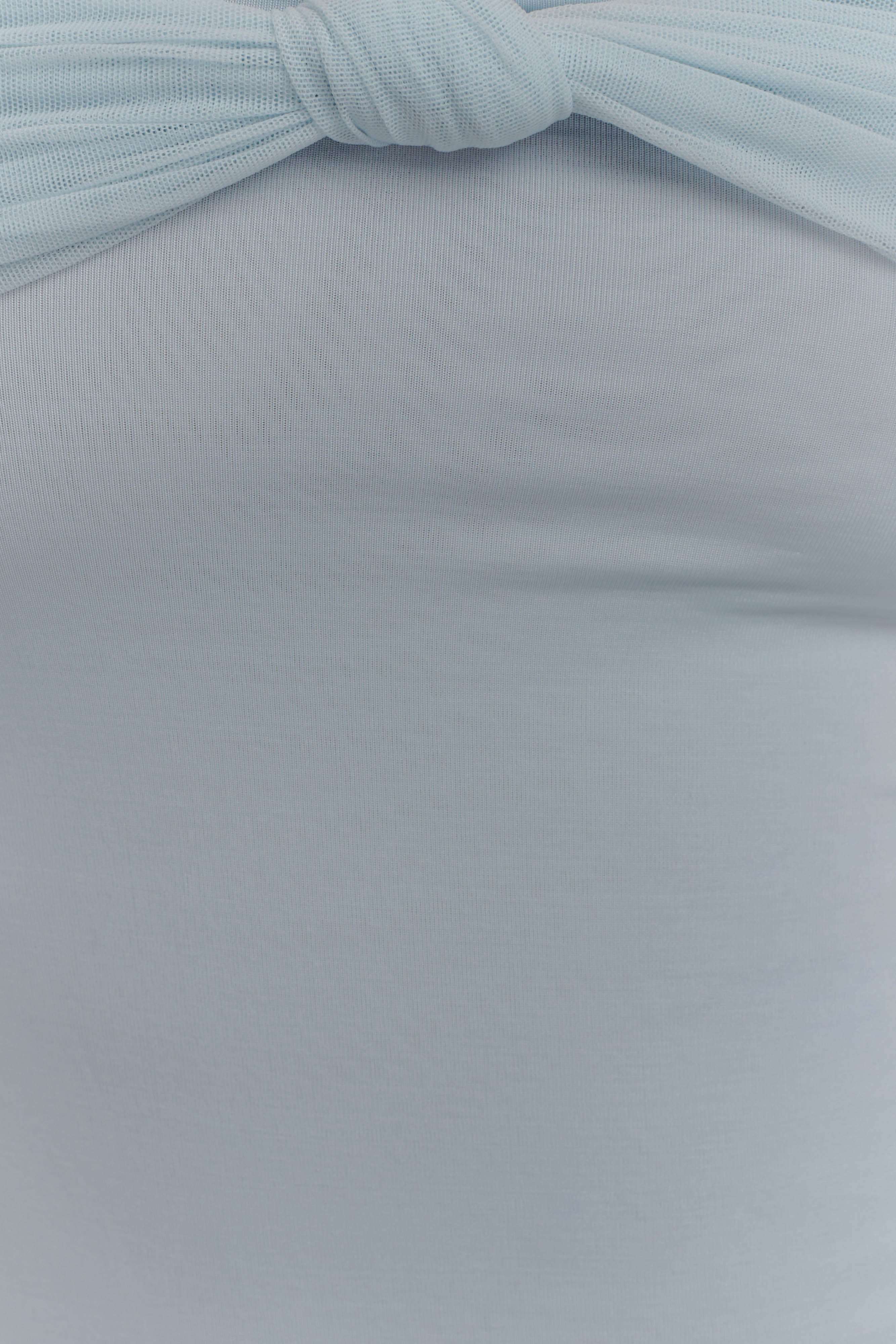 Bernadina Mesh And Slinky Halter Maxi Dress - Pale Blue