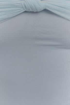 Bernadina Mesh And Slinky Halter Maxi Dress - Pale Blue