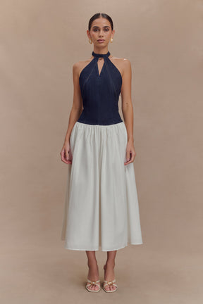Ashwin Denim Cotton Midi Dress - Indigo Blue