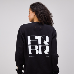 Cotton Fleece Abstract Grid Crewneck - Unisex, Black