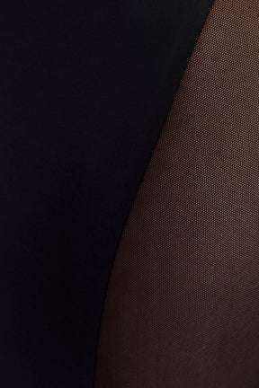 Wyatt Slinky And Mesh Maxi Dress - Black