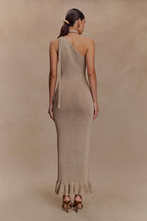 Celestino Floral Metallic Knit Maxi Dress - Gold