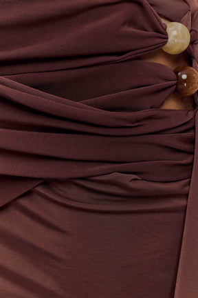 Alicent Slinky Beaded Mini Skirt - Chocolate