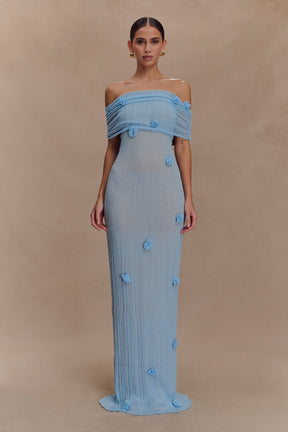 Brynn Orchid Knit Maxi Dress - Baby Blue