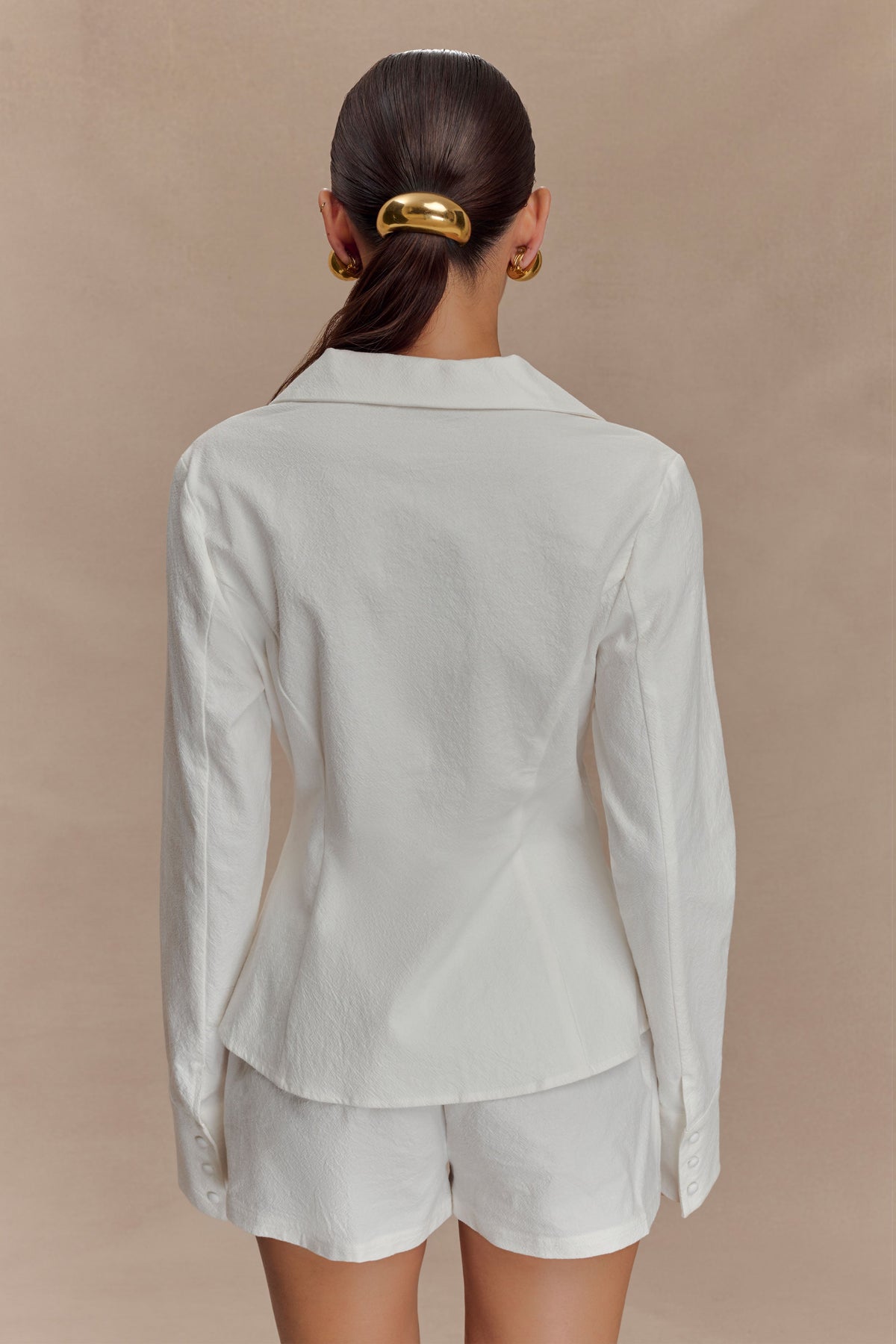 Annalee Cotton Beaded Tie Shirt - White