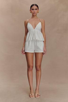 Janayia Cotton Beaded Top - White