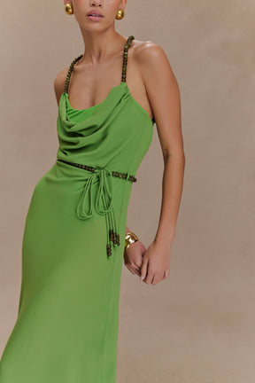 Elaine Chiffon Beaded Maxi Dress - Green