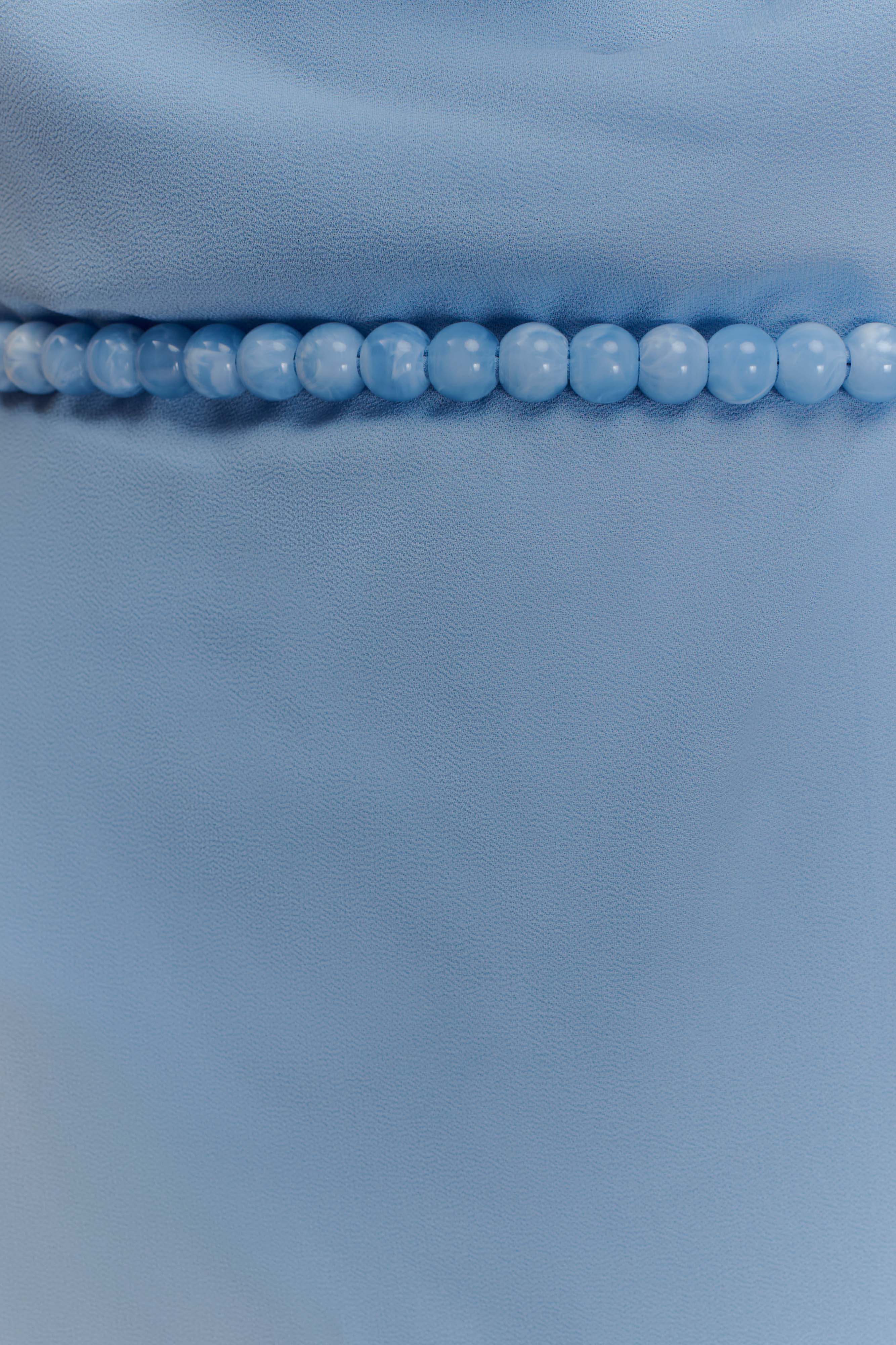 Elaine Chiffon Beaded Maxi Dress - Sky Blue