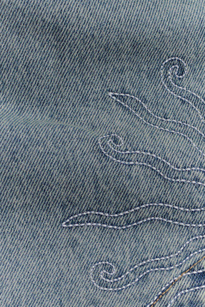 Alessia Embroidered Denim Mini Skirt - Light Vintage