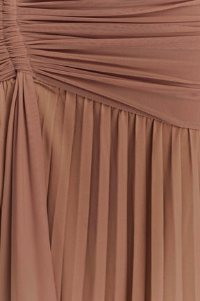 Dania Cowl Neck Slinky Maxi Dress - Mocha Mousse